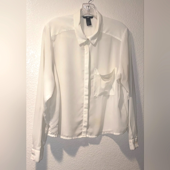 H&M Tops - H&M SHEER TOP, IN CREAM